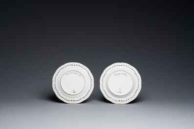 Dix assiettes aux bords ajour&eacute;s en porcelaine de Royal Copenhagen &agrave; d&eacute;cor 'Flora Danica', le Danemark, 20&egrave;me
