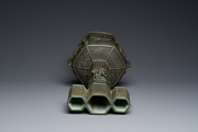 A large Chinese bronze 'touhu' or arrow vase, Yuan