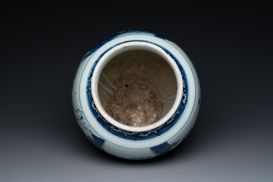 A large Chinese blue and white 'Immortals' vase, Transitional period
