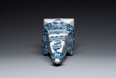 A fine Dutch Delft blue and white obelisk, late 17th C.