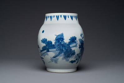 Een Chinese blauw-witte vaas met kylins, Transitie periode