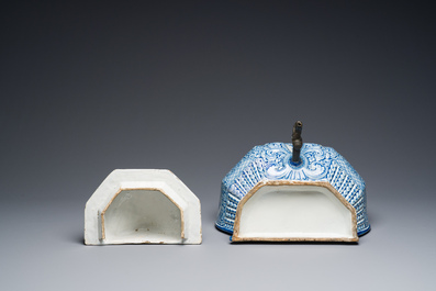 A massive Dutch Delft blue and white cistern and cover, 1st half 18th C.