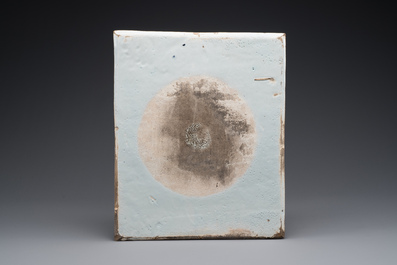 A large rectangular Dutch Delft blue and white plaque, 2nd half 18th C.