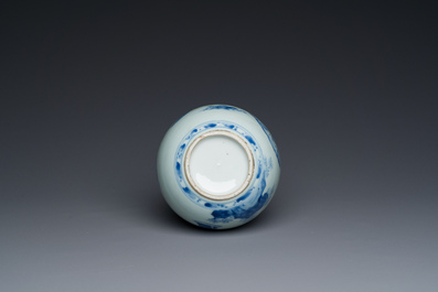 A Chinese blue and white pear-shaped 'narrative subject' vase, Kangxi