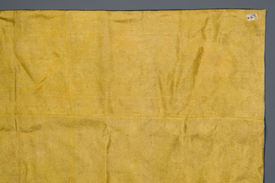A Chinese blue-ground embroidered silk throne cushion cover, 18/19th C.