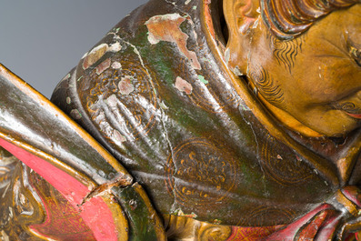 Importante sculpture d'un g&eacute;n&eacute;ral divin en bois laqu&eacute; et polychrom&eacute;, Japon, Edo, dat&eacute;e 1623