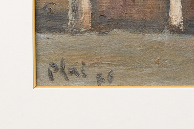 Bui Xuan Phai (Vietnam, 1920-1988): 'Vue d'une rue &agrave; Hanoi', huile sur toile, dat&eacute; 1986