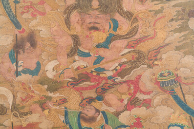 Ecole chinoise: 'Ciel plein de divinit&eacute;s bouddhistes', encre et couleurs sur soie, 18&egrave;me