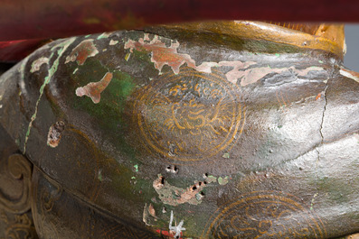 Importante sculpture d'un g&eacute;n&eacute;ral divin en bois laqu&eacute; et polychrom&eacute;, Japon, Edo, dat&eacute;e 1623