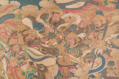 Ecole chinoise: 'Ciel plein de divinit&eacute;s bouddhistes', encre et couleurs sur soie, 18&egrave;me