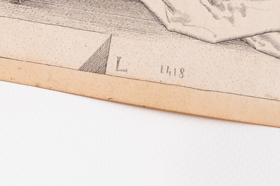 Lucas van Leyden (1494-1533): Esther knielt voor Ahasverus, gravure, 16e eeuw