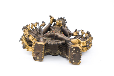 Statuette de Yamantaka en bronze dor&eacute;, Sino-Tibet, probablement 17/18&egrave;me