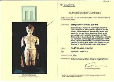 Importante sculpture de Bouddha Shakyamuni en stuc, Tha&iuml;lande, r&eacute;gion de Haripunchai, 13&egrave;me