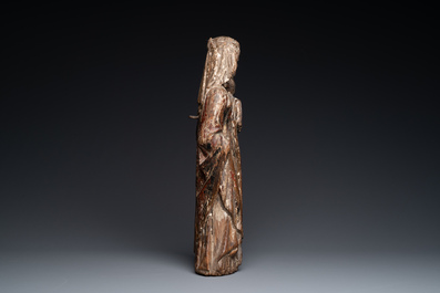 Vierge &agrave; l'Enfant en bois sculpt&eacute; et polychrom&eacute;, Pays-Bas m&eacute;ridionaux, 14/15&egrave;me