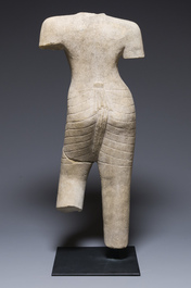 A sandstone torso of a Khmer deity, Pre Angkor period, Phnom Da, Cambodia, ca. 6th C.