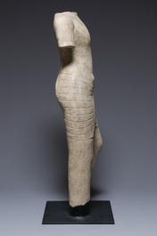 A sandstone torso of a Khmer deity, Pre Angkor period, Phnom Da, Cambodia, ca. 6th C.