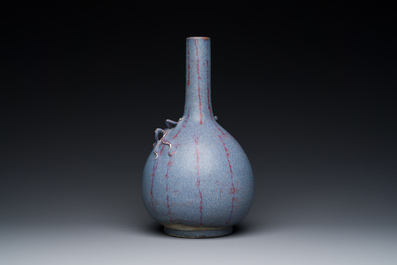 A Chinese flamb&eacute;-glazed bottle vase, 18/19th C.