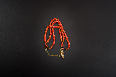 Bracelet en corail et or, Italie, 19&egrave;me