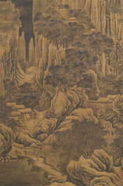 Ecole chinoise: 'Paysage montagneux', encre et couleurs sur soie, Ming
