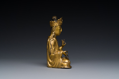 Statuette de Guanyin en bronze dor&eacute;, Cor&eacute;e, 17&egrave;me