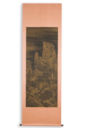 Ecole chinoise: 'Paysage montagneux', encre et couleurs sur soie, Ming