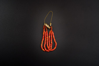 Bracelet en corail et or, Italie, 19&egrave;me