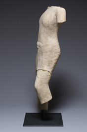 A sandstone torso of a Khmer deity, Pre Angkor period, Phnom Da, Cambodia, ca. 6th C.