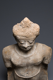 Importante sculpture de Bouddha Shakyamuni en stuc, Tha&iuml;lande, r&eacute;gion de Haripunchai, 13&egrave;me