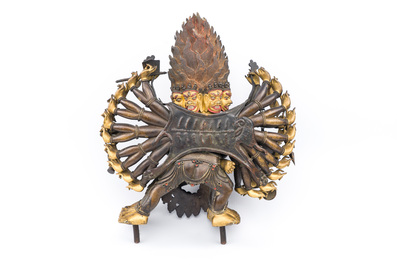 Statuette de Yamantaka en bronze dor&eacute;, Sino-Tibet, probablement 17/18&egrave;me