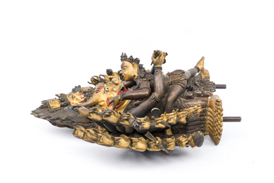 Statuette de Yamantaka en bronze dor&eacute;, Sino-Tibet, probablement 17/18&egrave;me
