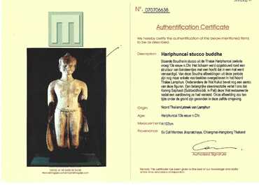 Importante sculpture de Bouddha Shakyamuni en stuc, Tha&iuml;lande, r&eacute;gion de Haripunchai, 13&egrave;me