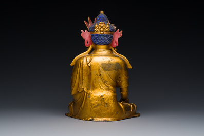 Statuette de Bouddha Shakyamuni en bronze dor&eacute;, Chine, 15/16&egrave;me