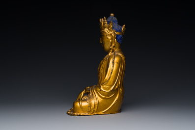 Statuette de Bouddha Shakyamuni en bronze dor&eacute;, Chine, 15/16&egrave;me
