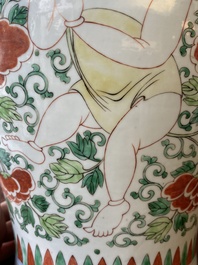 A Chinese famille verte 'Hehe Erxian' vase, Kangxi