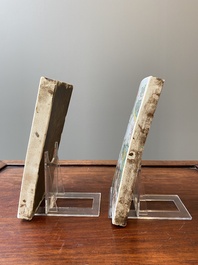 Two rectangular Chinese famille verte plaques, Kangxi
