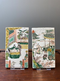 Two rectangular Chinese famille verte plaques, Kangxi