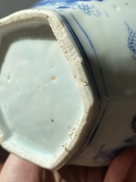 Een Chinese blauw-witte wijnkan met kylins, Transitie periode