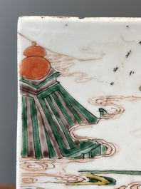 Two rectangular Chinese famille verte plaques, Kangxi