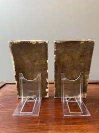 Two rectangular Chinese famille verte plaques, Kangxi