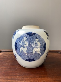 A Chinese blue and white 'Hehe Erxian' jar, Kangxi