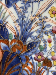 A pair of Chinese blue and white square flasks with European overdecoration, Kangxi