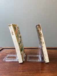 Two rectangular Chinese famille verte plaques, Kangxi