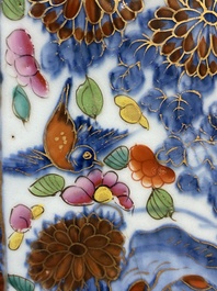 A pair of Chinese blue and white square flasks with European overdecoration, Kangxi