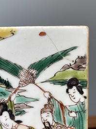 Two rectangular Chinese famille verte plaques, Kangxi