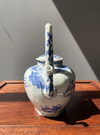 Een Chinese blauw-witte wijnkan met kylins, Transitie periode