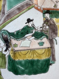 Two rectangular Chinese famille verte plaques, Kangxi