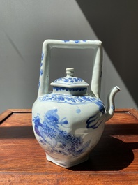 Een Chinese blauw-witte wijnkan met kylins, Transitie periode