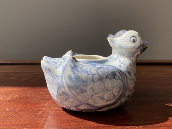 Compte-gouttes en forme de canards jumeaux en porcelaine de Chine en bleu et blanc, Ming