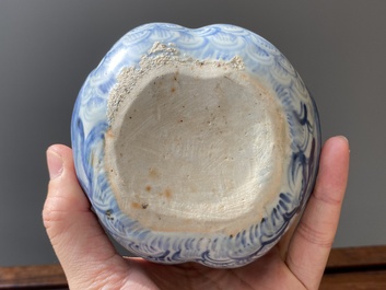 Compte-gouttes en forme de canards jumeaux en porcelaine de Chine en bleu et blanc, Ming