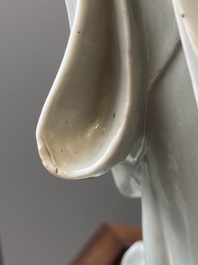 Two exceptionally tall Chinese white-glazed sculptures of Luohan, Qianlong/Jiaqing